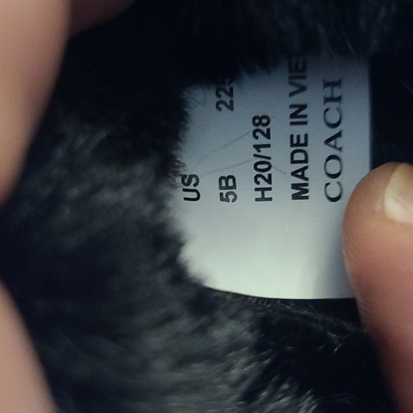 Coach Polyester Faux Fur Women Black Comfy Slippers - Picture 3 of 5